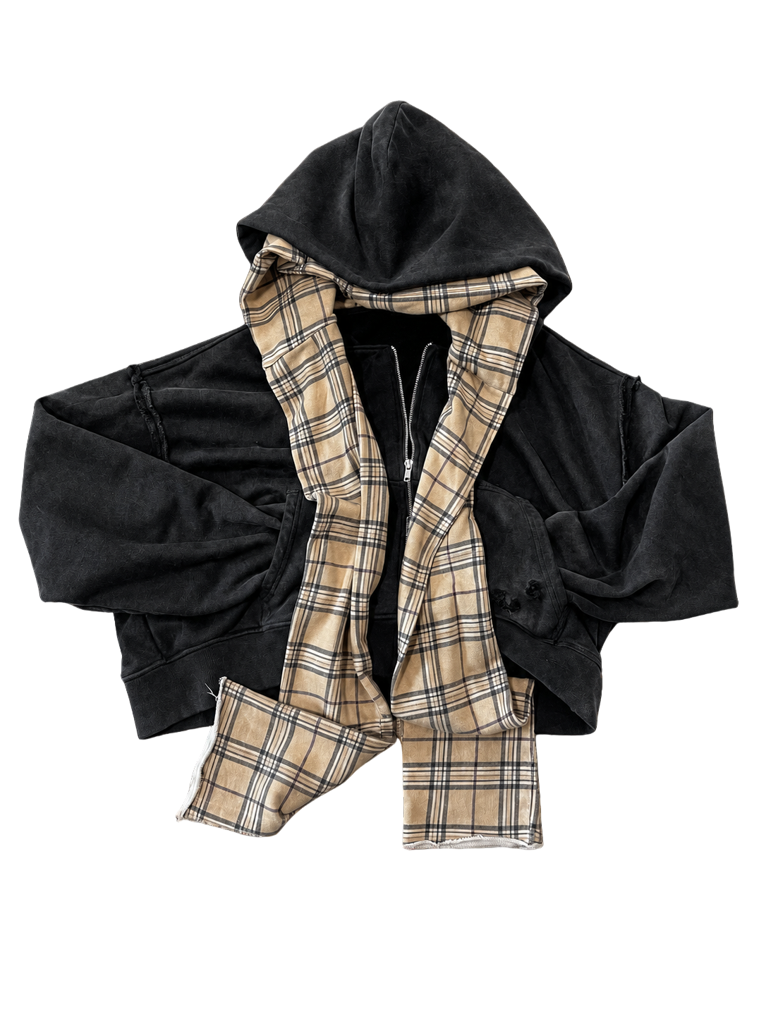 Plaid Scarf Zip-Up