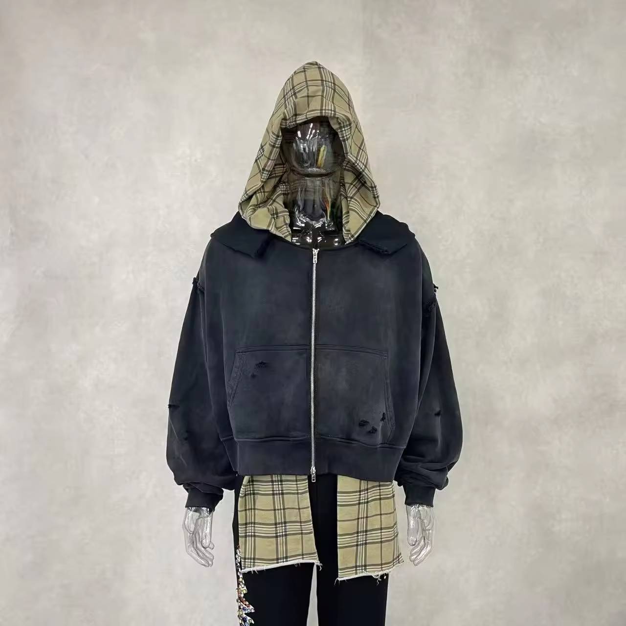 Double Hood Scarf Zip-Up